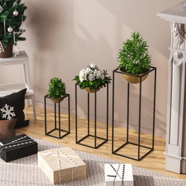Aberto Design Maceta Decorativa de Metal Negro y Dorado GED-019-A